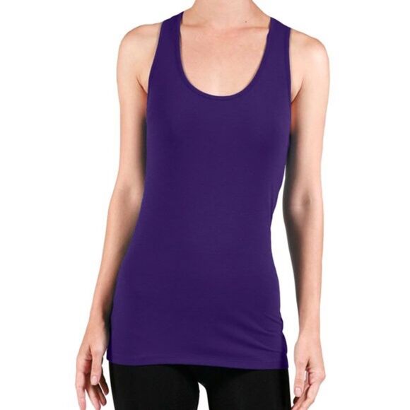 Active Basic Purple Sleeveless Scoop Neck Racerback Tank Top - Picture 3 of 12
